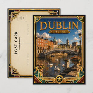 Carte Postale Dublin Irlande Château Ancien Art Déco Âge d'Or