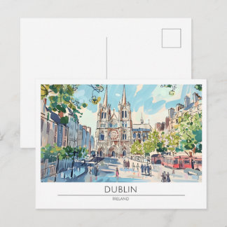 Carte Postale Dublin Irlande Illustration d'Art Vintage Voyage