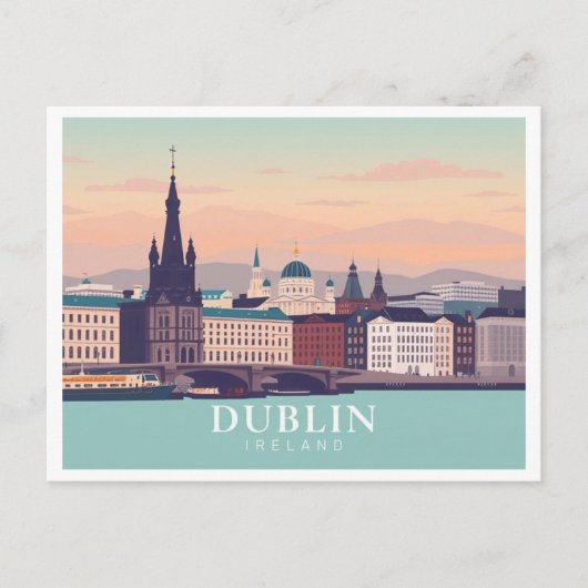 Carte Postale Dublin Irlande Pastel Travel Design (Devant)