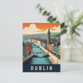 Carte Postale Dublin Irlande Retro Travel Art River scène (Debout devant)