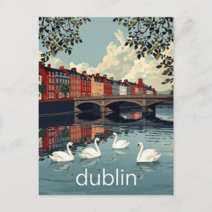 Carte Postale Dublin Irlande Rivière Liffey Cygnes