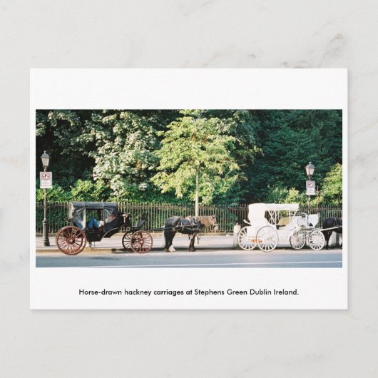 Carte Postale Dublin Irlande, Stephens Green Horse carrioles (Devant)