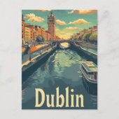 Carte Postale Dublin Irlande Vintage Retro Voyage Illustration (Devant)