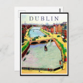 Carte Postale Dublin, pont O'Connell sur la rivière Liffey (Devant / Derrière)