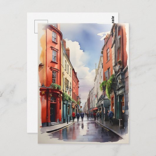 Carte Postale Dublin watercolor (Devant / Derrière)