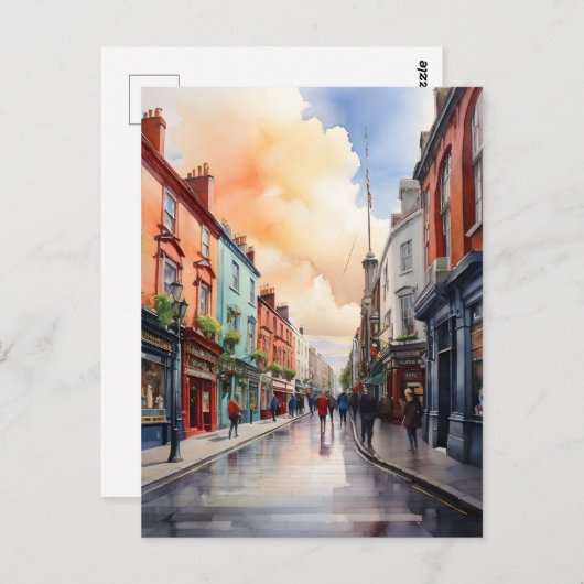 Carte Postale Dublin watercolor (Devant / Derrière)