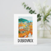Carte Postale Dubrovnik Croatie Aquarelle Paint (Debout devant)