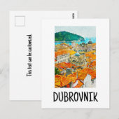 Carte Postale Dubrovnik Croatie Aquarelle Paint (Devant / Derrière)