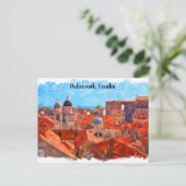 Carte Postale Dubrovnik Croatie Aquarelle Peinture Voyage (Debout devant)
