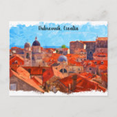 Carte Postale Dubrovnik Croatie Aquarelle Peinture Voyage (Devant)