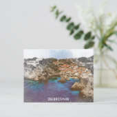 Carte Postale Dubrovnik Croatie Aquarelle Vue côtière (Debout devant)