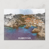 Carte Postale Dubrovnik Croatie Aquarelle Vue côtière (Devant)