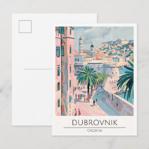 Carte Postale Dubrovnik Croatie Illustration Artistique Voyage