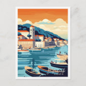 Carte Postale Dubrovnik Croatie illustration de voyage vintage (Devant)