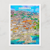 Carte Postale Dubrovnik Croatie Lieu de voyage Aquarelle (Devant)