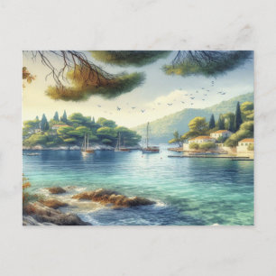 Carte Postale Dubrovnik Croatie Mljet île aquarelle