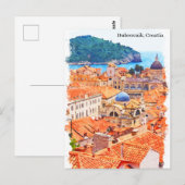 Carte Postale Dubrovnik Croatie Peinture aquarelle (Devant / Derrière)