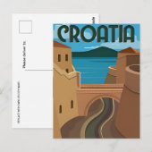 Carte Postale Dubrovnik Croatie Voyage Art Vintage (Devant / Derrière)