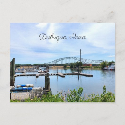 Carte Postale Dubuque, épouse de l'Iowa au-dessus du fleuve Miss (Devant)