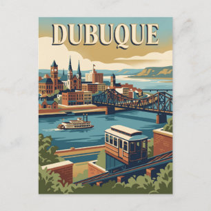 Carte Postale Dubuque Iowa Rétro Vintage Poste du Fleuve Mississ