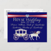 Carte Postale Duc et duchesse royale Mariage de Cambridge Postca (Devant / Derrière)