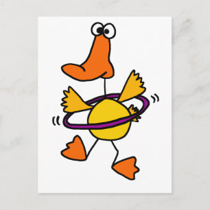 Carte Postale Duck Jouer avec le mauve Hula Hoop Cartoon