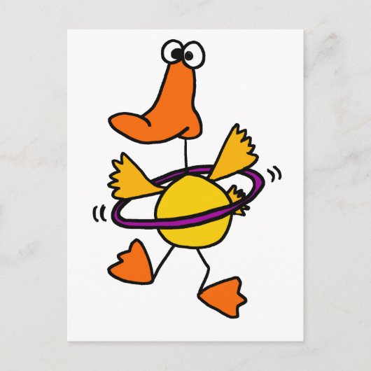 Carte Postale Duck Jouer avec le mauve Hula Hoop Cartoon (Devant)