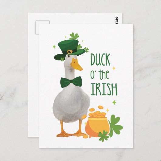 Carte Postale Duck o' the Irish St. Patricks Day (Devant / Derrière)