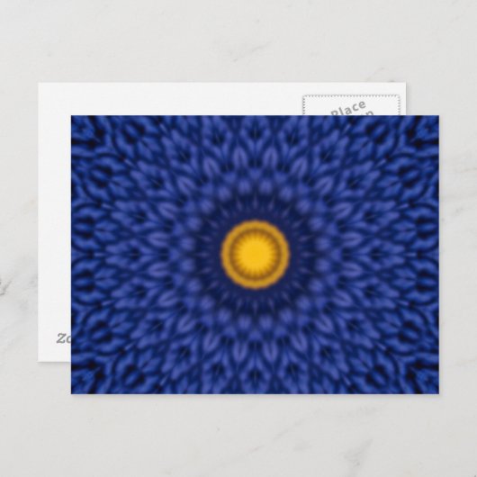 Carte Postale Duck on blue with yellow kaleidoscope (Devant / Derrière)