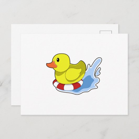 Carte Postale Duck with Swim ring à Water.PNG (Devant / Derrière)