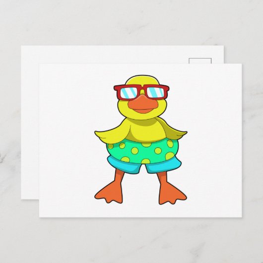 Carte Postale Duck with Swim ring & Sung (Devant / Derrière)