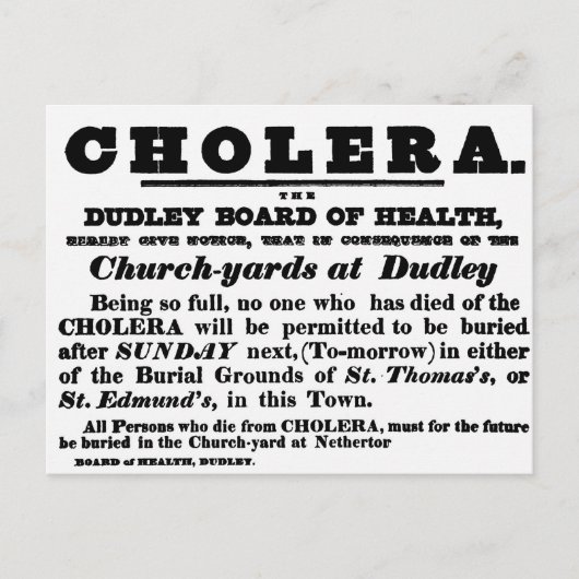 Carte Postale Dudley Board of Health (Devant)