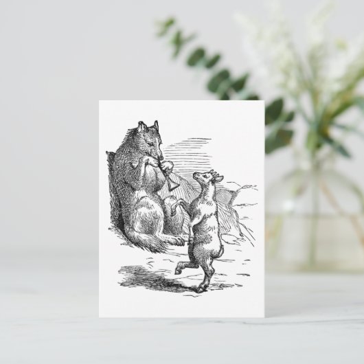 Carte postale "Duet de loup et de chèvre" (Debout devant)