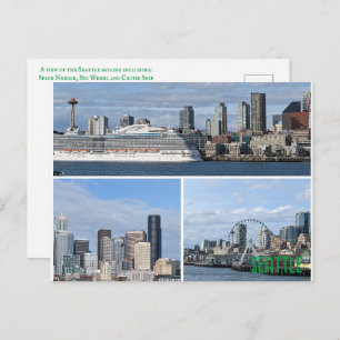 Carte postale d'un collage de la Skyline de Seattl