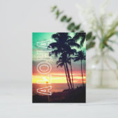 Carte postale d'un coucher de soleil hawaïen Aloha (Debout devant)