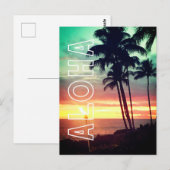 Carte postale d'un coucher de soleil hawaïen Aloha (Devant / Derrière)