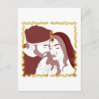 Carte postale d'un couple amoureux indien Desi en 