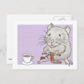 Carte postale d'un hamster gris tricot d'une échar (Devant / Derrière)