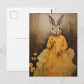 Carte postale d'un lapin en robe jaune (Devant / Derrière)