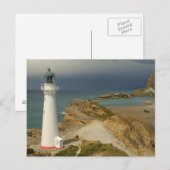 Carte postale d'un phare surplombant l'océan (Devant / Derrière)