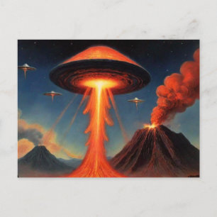 Carte postale d'un vaisseau spatial rétro de scien