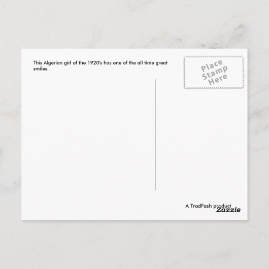 Carte postale d'une fille algérienne (Dos)