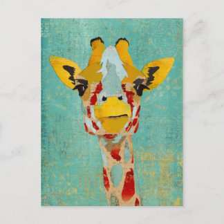 Carte postale d'une girafe curieuse et dorée