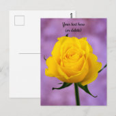 Carte postale d'une rose jaune unique (Devant / Derrière)
