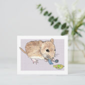 Carte postale d'une souris brun tricot (Debout devant)