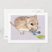 Carte postale d'une souris brun tricot (Devant / Derrière)