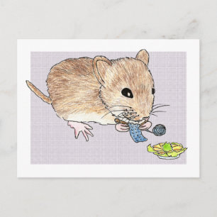 Carte postale d'une souris brun tricot