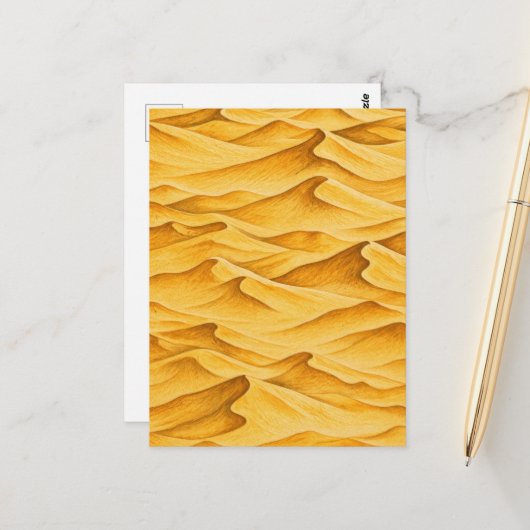 Carte Postale Dunes de sable doré du désert (Devant/Arrière en situation)