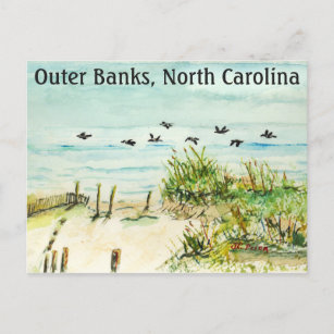 Carte Postale Dunes de sable et mouettes Bancs extérieurs Caroli