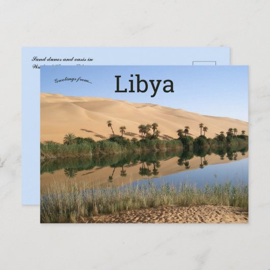 Carte Postale Dunes de sable et oasis à Wadi al Hayaa Libya (Devant / Derrière)